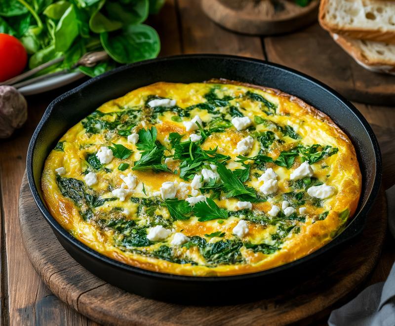 Frittata met lente groenten en feta