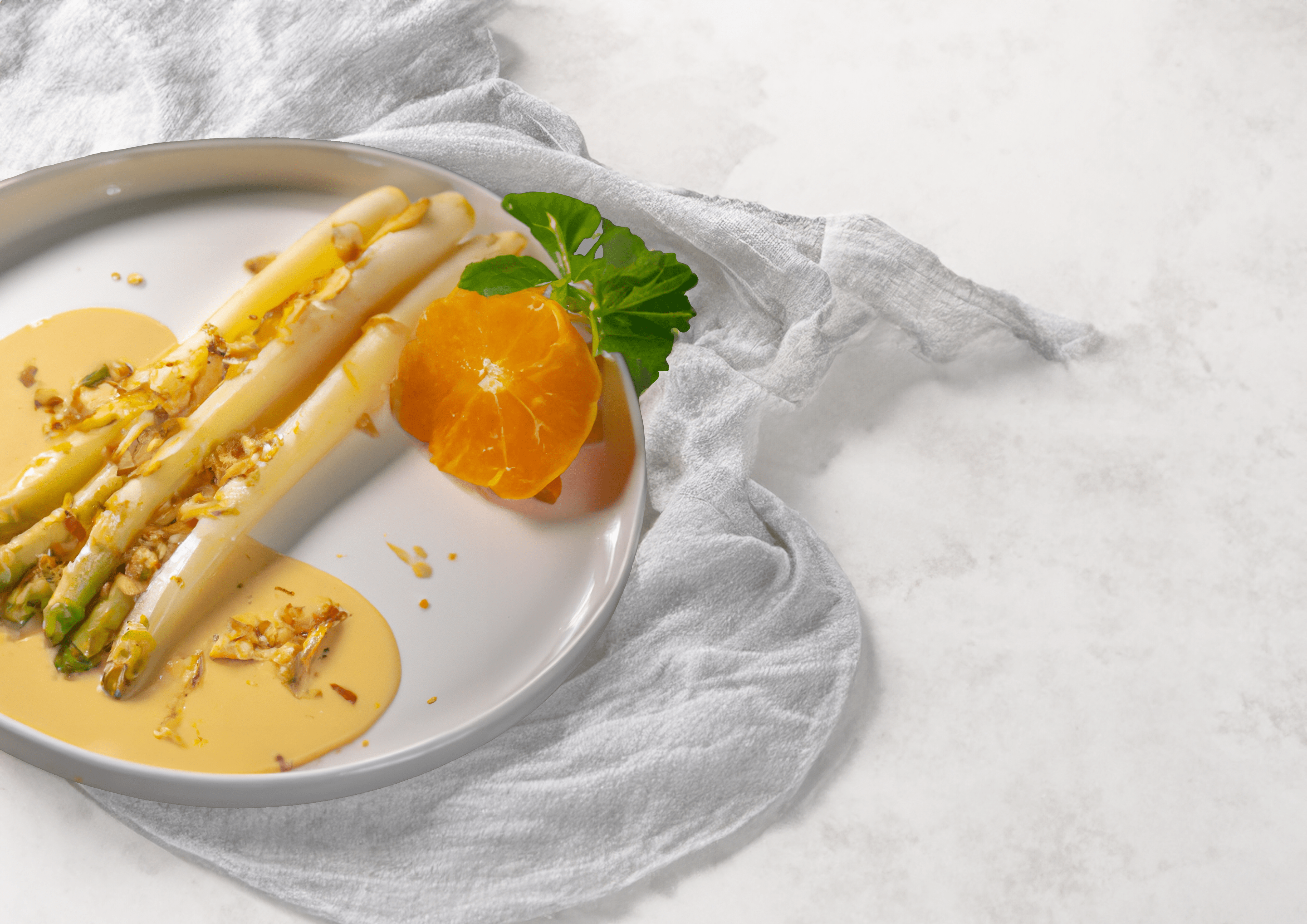 Seizoensrecept: Witte asperges met citrus en pistachnoten